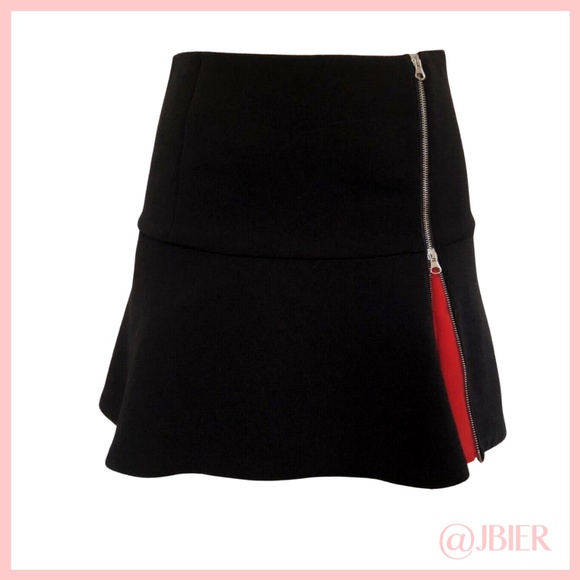 Thakoon Zipper Ponte Flared Hem Fluted Silk Mini - Picture 1 of 10